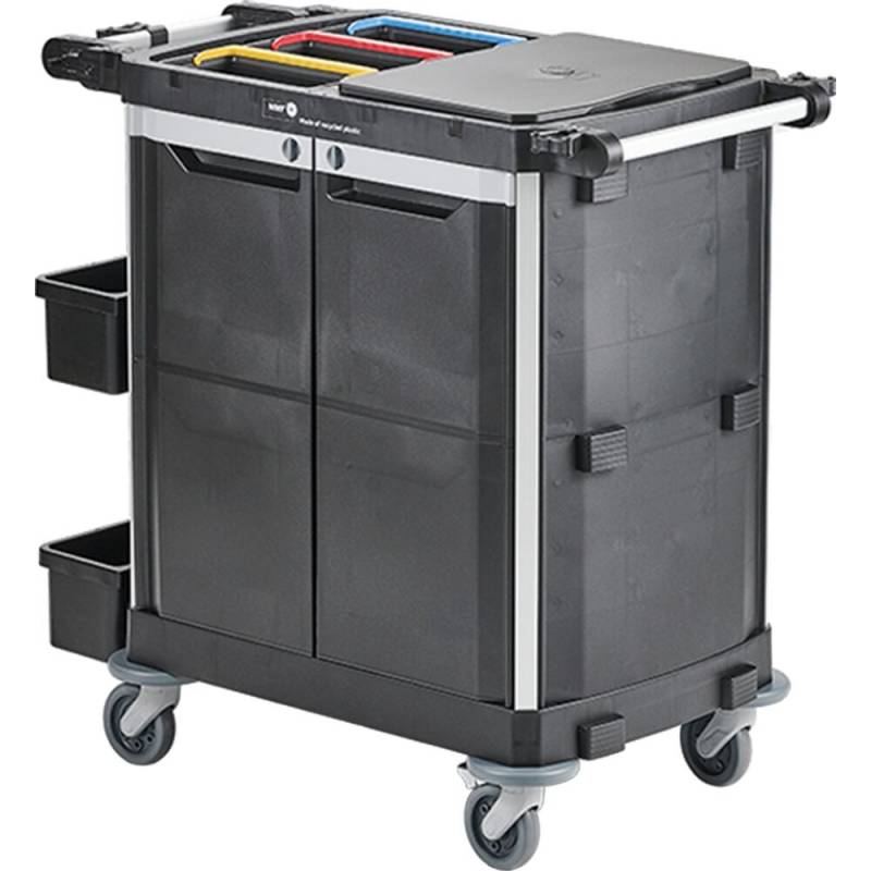 Reng&oslash;ringsvogn, Nordic Recycle Trolley 2.0, medium, 1010x620x1070mm, sort, genanvendt HDPE/aluminium, til fugtsystem, med tilbeh&oslash;r