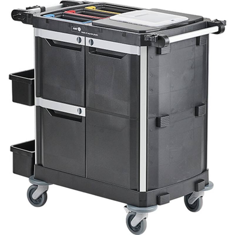 Reng&oslash;ringsvogn, Nordic Recycle Trolley 2.0, medium, 1010x620x1070mm, sort, genanvendt HDPE/aluminium, til fugtsystem, med tilbeh&oslash;r