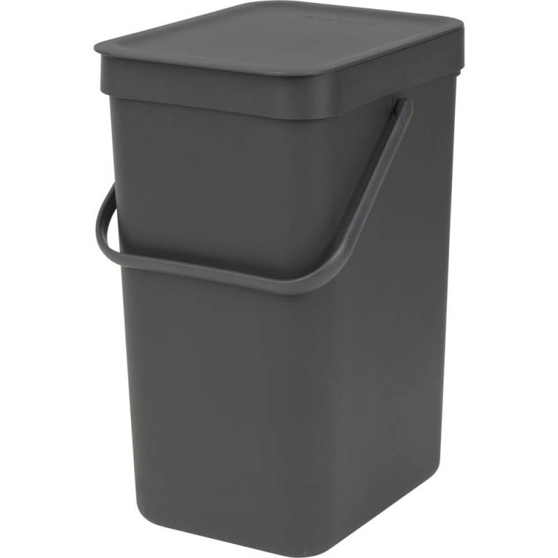 Affaldsspand, Brabantia Sort & Go, gr&aring;, plast, 12 l, forberedt til v&aelig;gmontering inkl. materialer *Denne vare tages ikke retur*