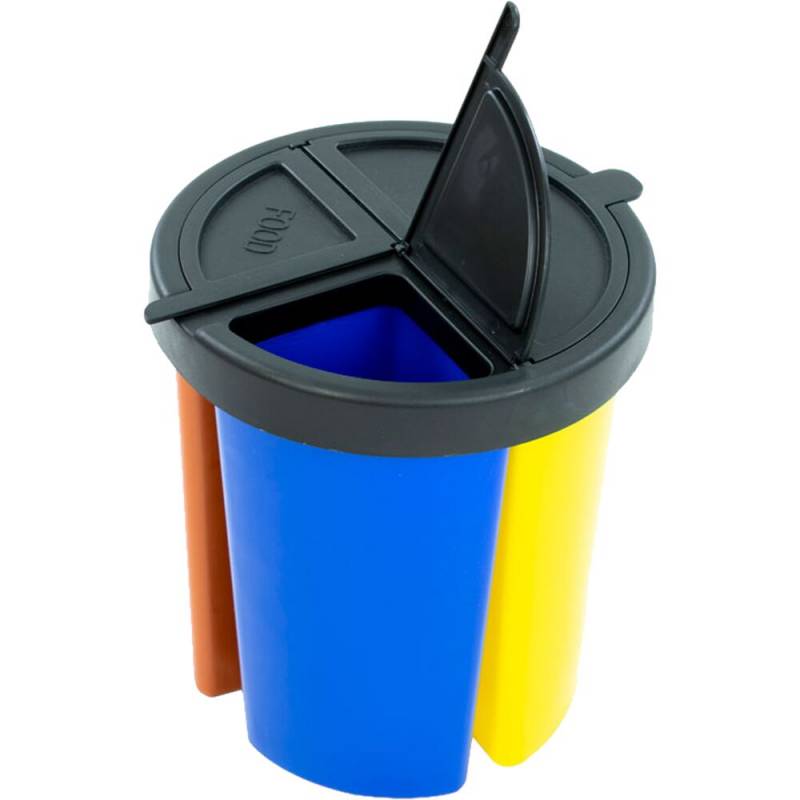 Indsats, V-Part, flerfarvet, plast, 3-rums, 3,75+3,75+7,5 l, med l&aring;g, til rund affaldsspand *Denne vare tages ikke retur*