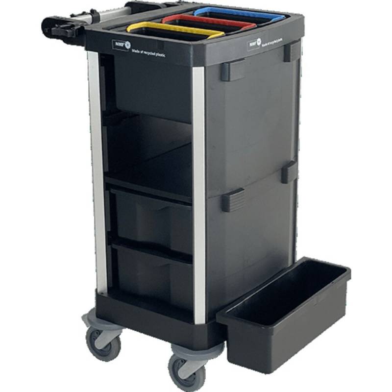 Reng&oslash;ringsvogn, Nordic Recycle Trolley 2.0, lille ekskl. d&oslash;re, 640x620x1070mm, sort, genanvendt HDPE/aluminium, til fugtsystem, med tilbeh&oslash;r