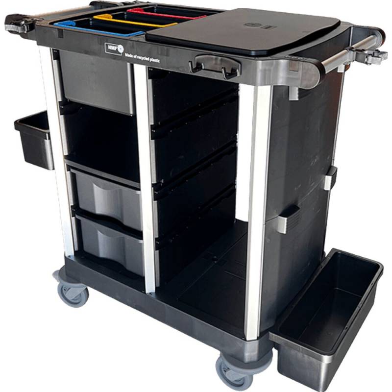 Reng&oslash;ringsvogn, Nordic Recycle Trolley 2.0, medium ekskl. d&oslash;re, 1010x620x1070mm, sort, genanvendt HDPE/aluminium, til fugtsystem, med tilbeh&oslash;r
