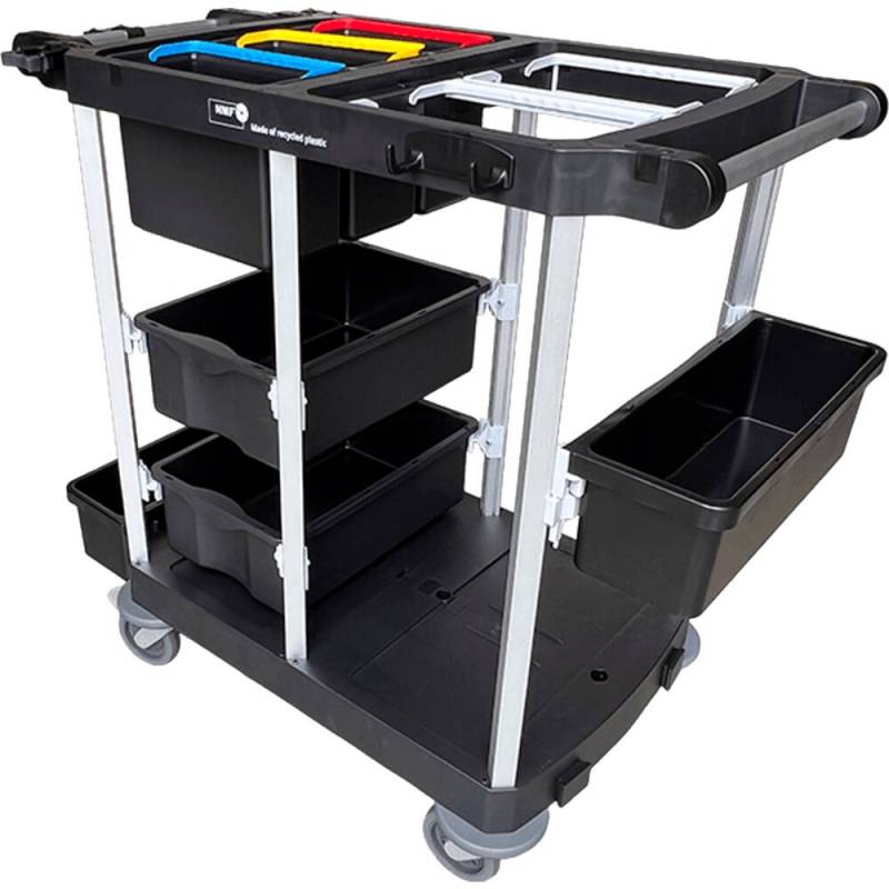 Reng&oslash;ringsvogn, Nordic Recycle Trolley 2.0, medium &aring;ben, 1010x620x1070mm, sort, genanvendt HDPE/aluminium, til fugtsystem, med tilbeh&oslash;r