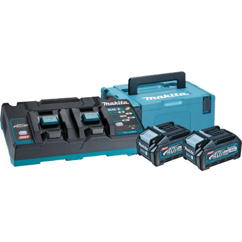 Batteripakke, Makita XGT, 40V, 395x295x215mm, bl&aring;, 2x 4,0Ah, dobbelt lynlader