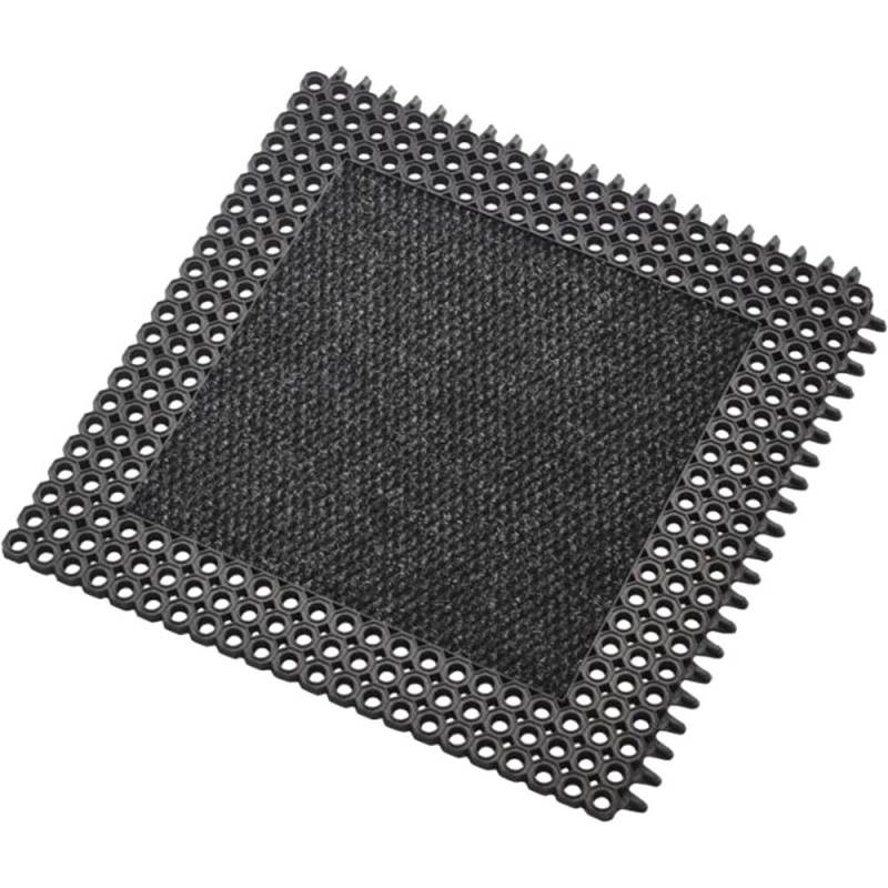 Modulm&aring;tte, 50x50x1,2cm, sort, gummi, med skrabeindl&aelig;g *Denne vare tages ikke retur*