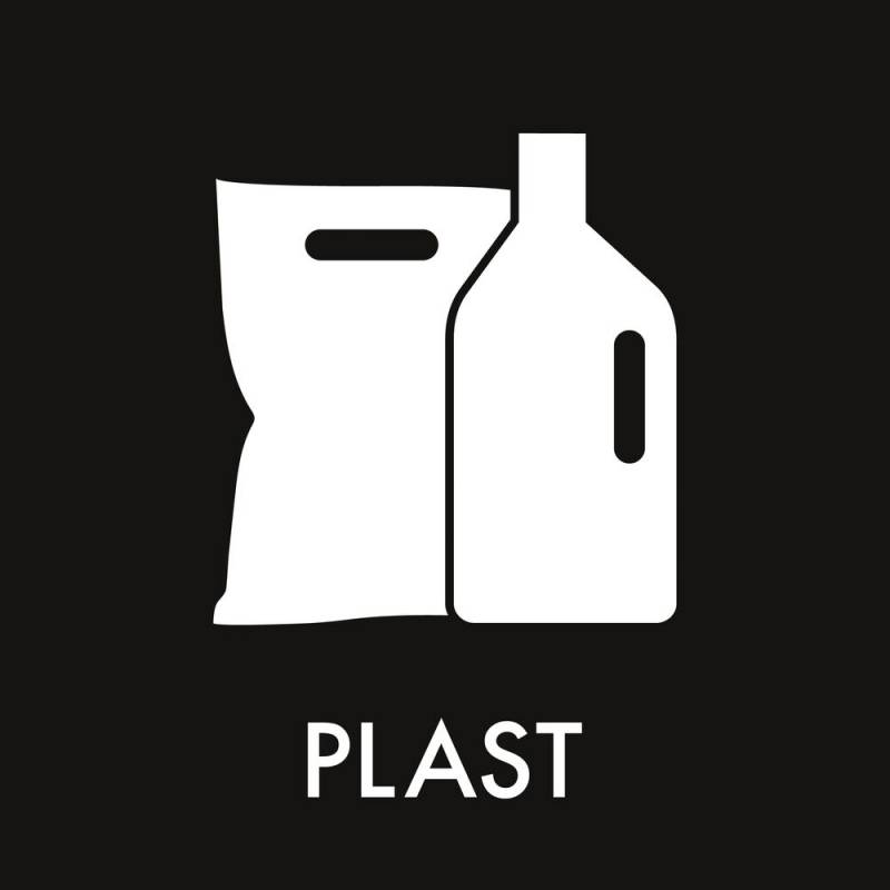 Piktogram, 12x12cm, sort, folie, til plast, selvkl&aelig;bende