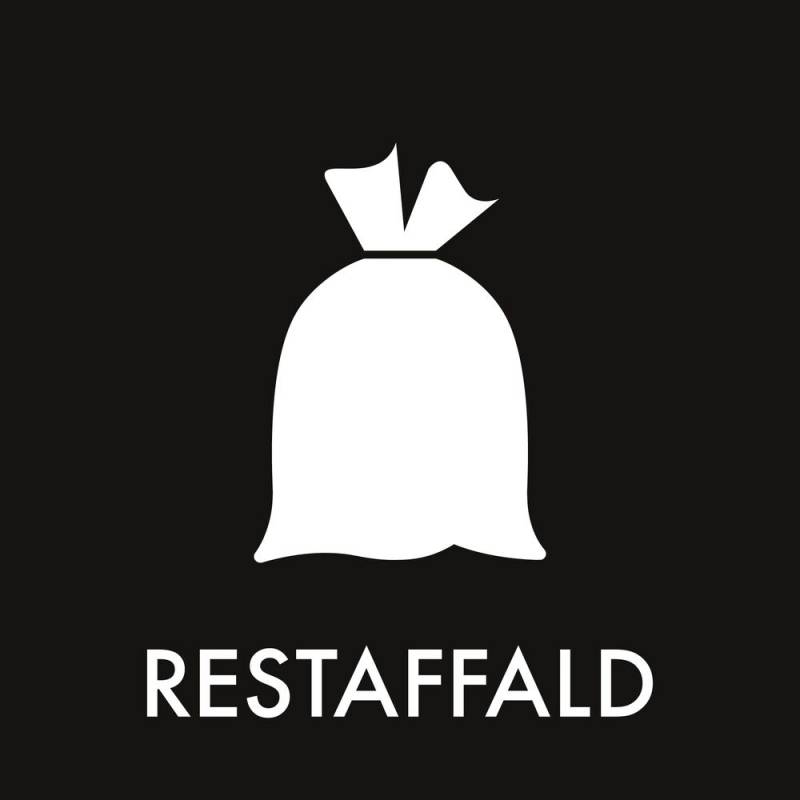 Piktogram 6x6cm, sort, folie, til restaffald selvkl&aelig;bende