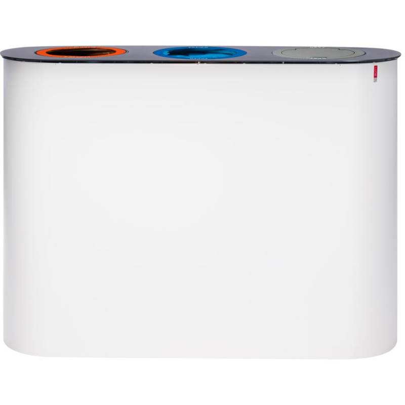 Affaldsspand, Lune Split 3, hvid, galvaniseret st&aring;l, 3-rums, 3x38 l, med metal inderspand, til kildesortering, finger aftryksfri *Denne vare tages ikke retur*