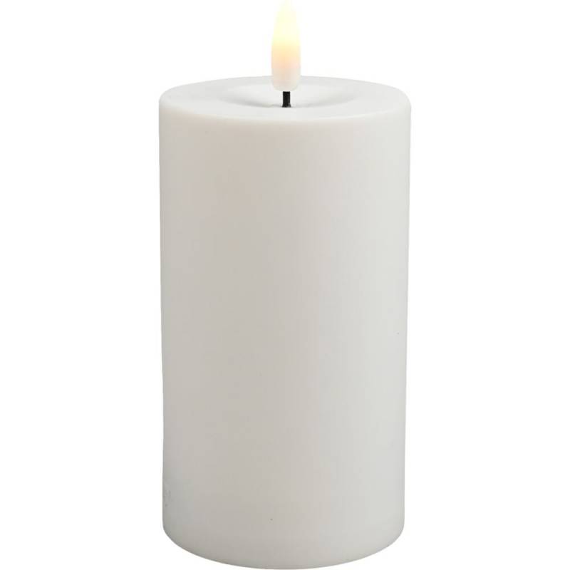 LED-bloklys, 12cm, &Oslash;7cm, hvid, plast, til udend&oslash;rs brug *Denne vare tages ikke retur*