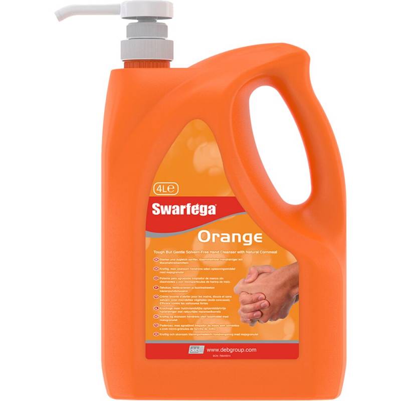 H&aring;ndrens, SC Johnson Swarfega Orange, 4000 ml, med farve og parfume, med pumpe