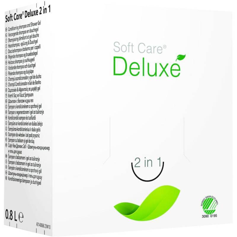 H&aring;r og bodyshampoo, Soft Care Deluxe 2in1, 800 ml, hvid, med parfume
