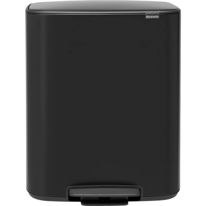 Pedalspand, Brabantia Bo, sort mat, 2-rums, 2x30 l, plast inderspand, og soft close l&aring;g