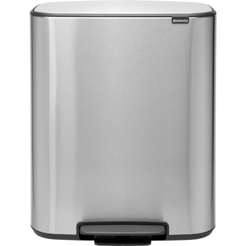 Pedalspand, Brabantia Bo, st&aring;l, st&aring;l, 2-rums, 2x30 l, plast inderspand, og soft close l&aring;g
