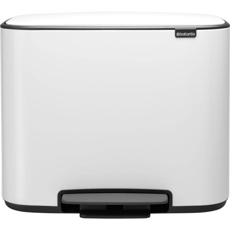 Pedalspand, Brabantia Bo, hvid, st&aring;l, 3-rums, 3x11 l, plast inderspand, og soft close l&aring;g