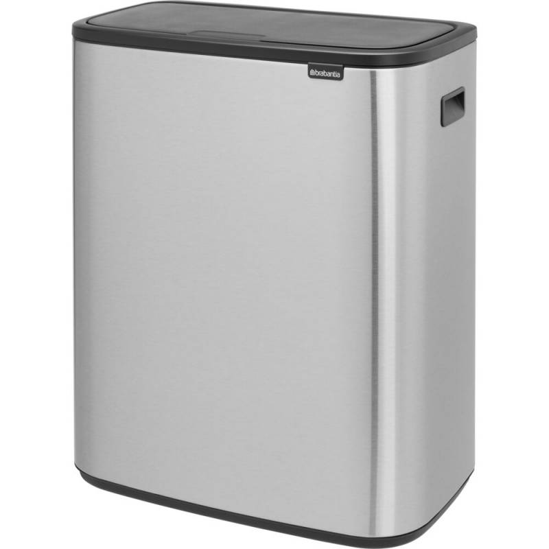 Affaldsspand, Brabantia Bo Touch Bin, st&aring;l mat, rustfrit st&aring;l, 2-rums, 2x30 l, plast inderspand, soft close l&aring;g og fingeraftryksfri
