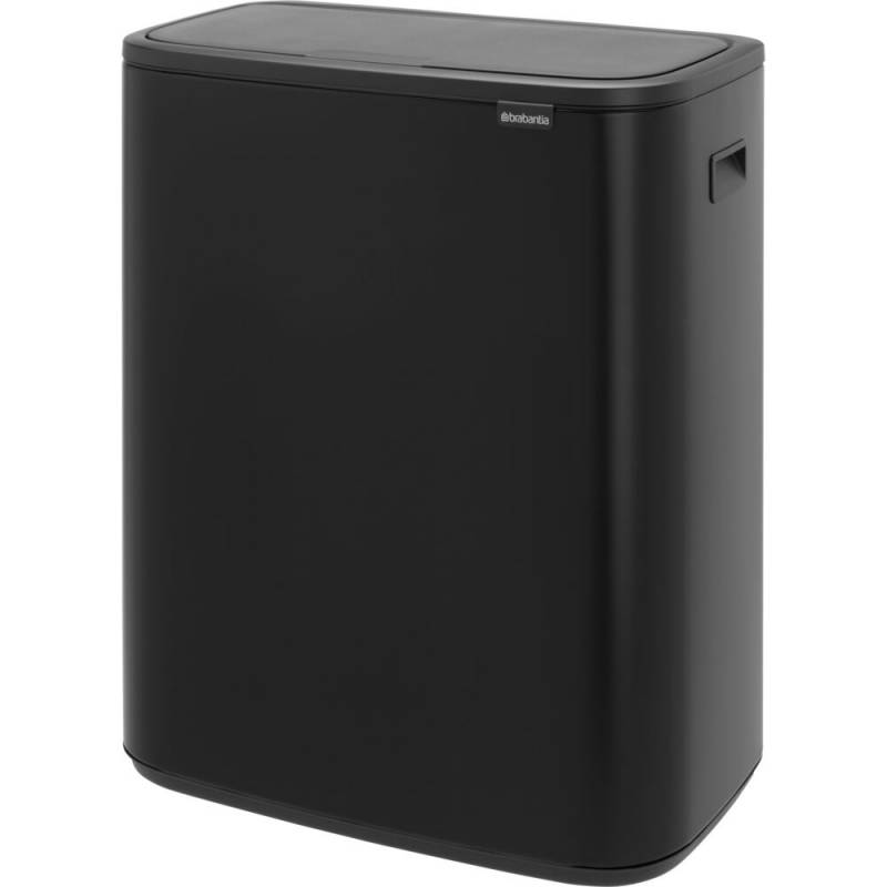 Affaldsspand, Brabantia Bo Touch Bin, sort mat, st&aring;l, 2-rums, 2x30 l, plast inderspand, og soft close l&aring;g