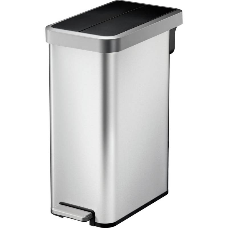 Pedalspand, EKO Ecofly II, st&aring;l mat, rustfrit st&aring;l, 45 l, plast inderspand, soft close, fingeraftryksfri