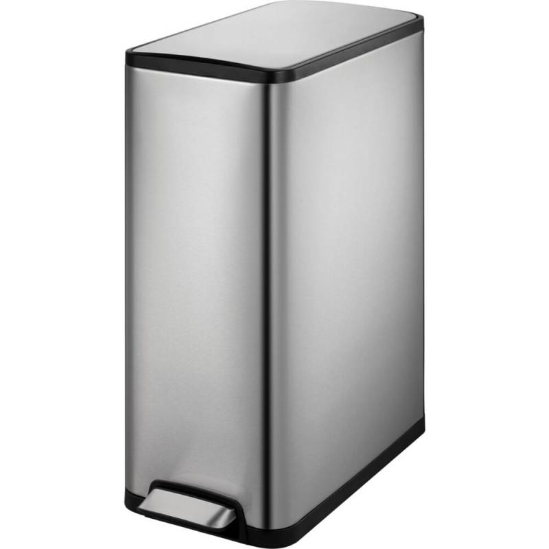 Pedalspand, EKO Ecoslim, st&aring;l mat, rustfrit st&aring;l, 45 l, plast inderspand, soft close, fingeraftryksfri