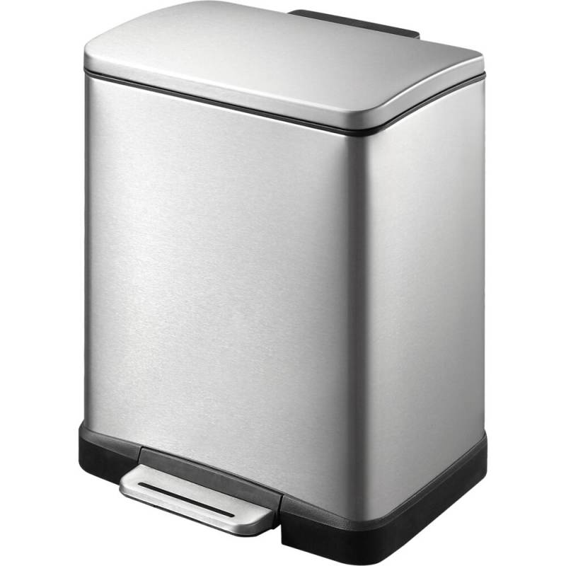 Pedalspand, EKO E-cube, st&aring;l mat, rustfrit st&aring;l, 12 l, plast inderspand, soft close, fingeraftryksfri