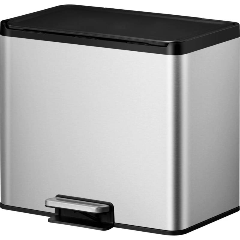 Pedalspand, EKO Essential, st&aring;l mat, rustfrit st&aring;l, 2-rums, 20+9 l, plast inderspande, soft close, fingeraftryksfri