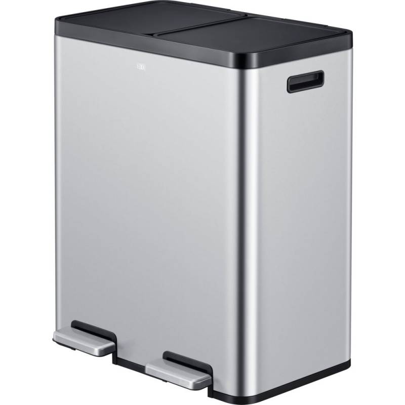 Pedalspand, EKO Essential, st&aring;l mat, rustfrit st&aring;l, 2-rums, 2x30 l, plast inderspand, soft close, fingeraftryksfri