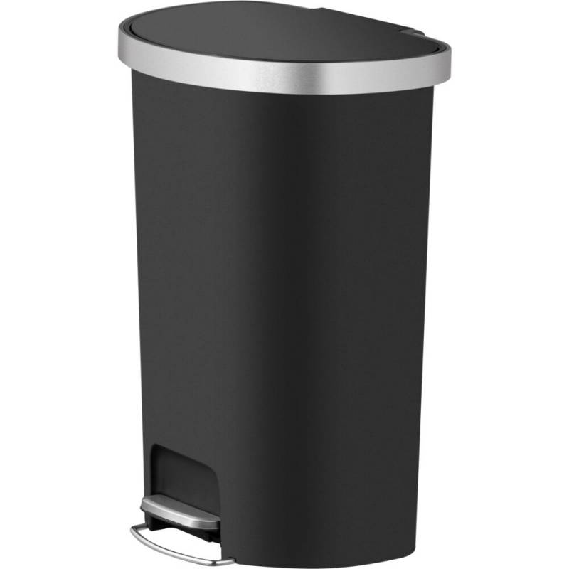 Pedalspand, EKO Hana, sort, plast/rustfrit st&aring;l, 55 l, med hjul, soft close, s&aelig;kkeholder