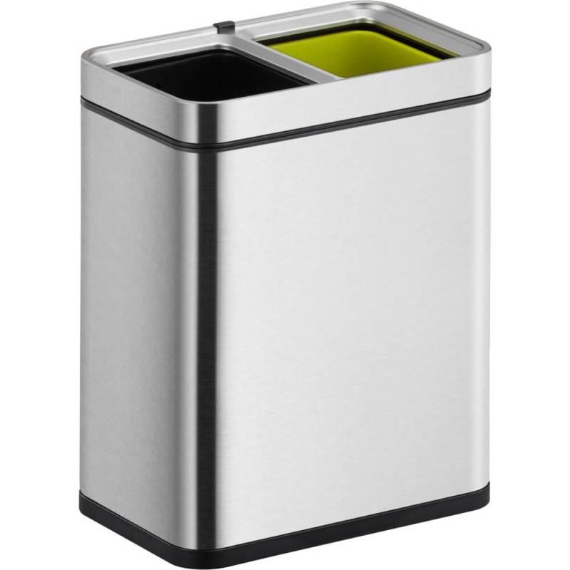 Affaldsspand, EKO Laguna, st&aring;l mat, rustfrit st&aring;l, 2-rums, 2x10 l, plast inderspand, fingeraftryksfri