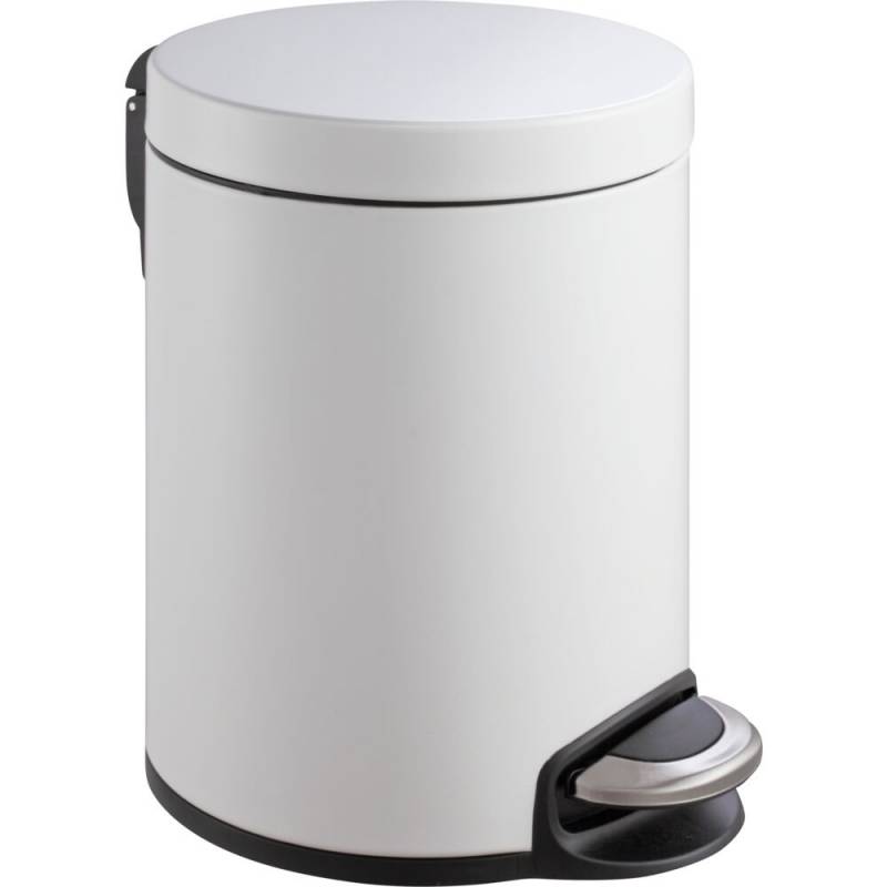 Pedalspand, EKO Serene, hvid, st&aring;l, 5 l, med plast inderspand og soft close