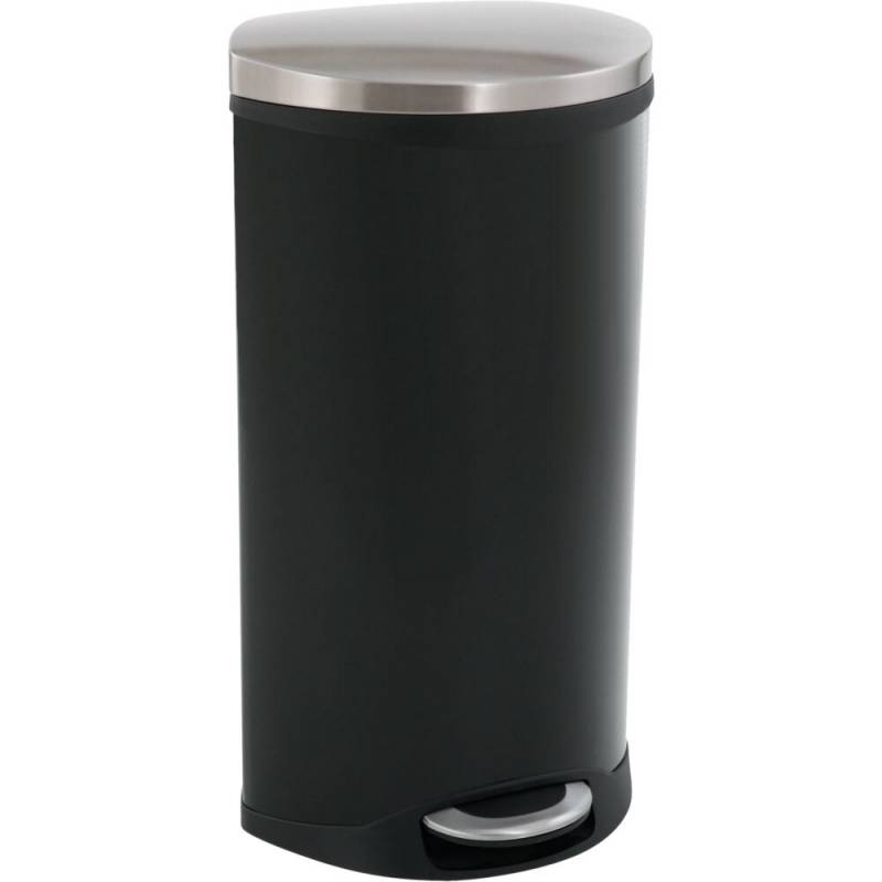 Pedalspand, EKO Shell-bin, sort, pulverlakeret st&aring;l, 30 l, m. plast inderspand og soft close l&aring;g