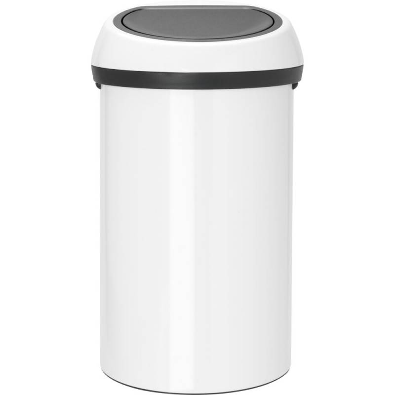 Affaldsspand, Brabantia Touch bin, hvid, plast/st&aring;l, 60 l, plast inderspand og soft close
