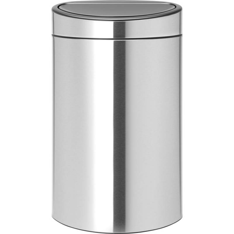 Affaldsspand, Brabantia Touch Bin New, st&aring;l mat, 2-rums, 23+10 l, touch l&aring;g, plast inderspande, skridsikker bund