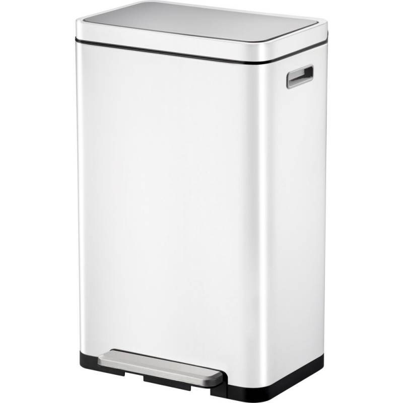 Pedalspand, EKO X-Cube, hvid, rustfrit st&aring;l, 30 l, plast inderspande, t&aelig;tsluttende l&aring;g, soft close, fingeraftryksfri