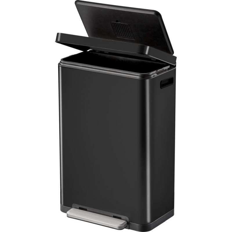 Pedalspand, EKO X-Cube, sort mat, rustfrit st&aring;l, 30 l, plast inderspande, t&aelig;tsluttende l&aring;g, soft close, fingeraftryksfri