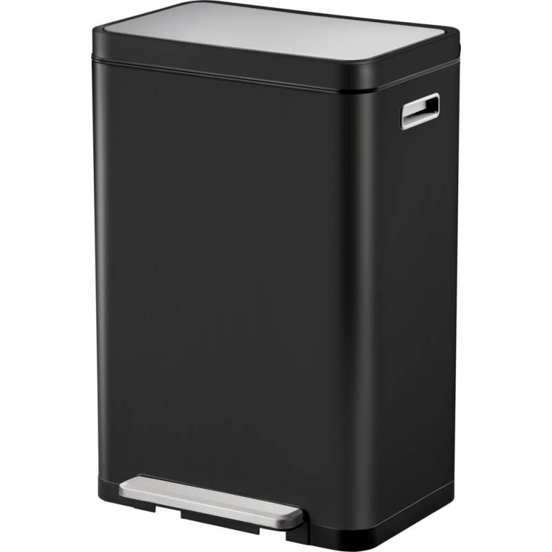 Pedalspand, EKO X-Cube, sort mat, rustfrit st&aring;l, 45 l, plast inderspande, t&aelig;tsluttende l&aring;g, soft close, fingeraftryksfri