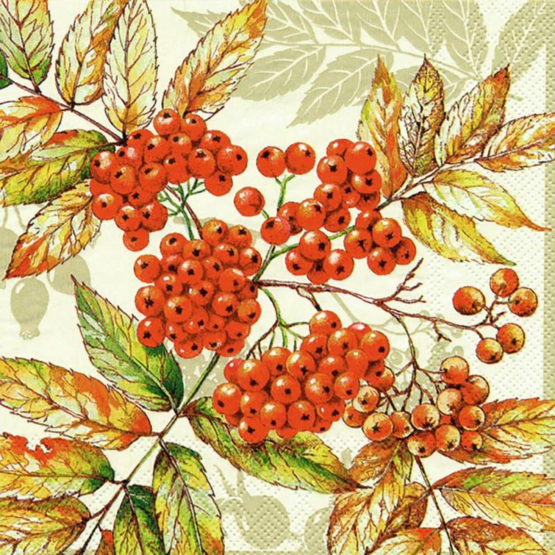 Frokostserviet, 3-lags, 1/4 fold, 33x33cm, flerfarvet, nyfiber, efter&aring;r