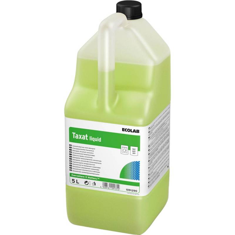 T&oslash;jvask, Ecolab Taxat Liquid, 5 l, kul&oslash;rt og hvidt, med farve og parfume