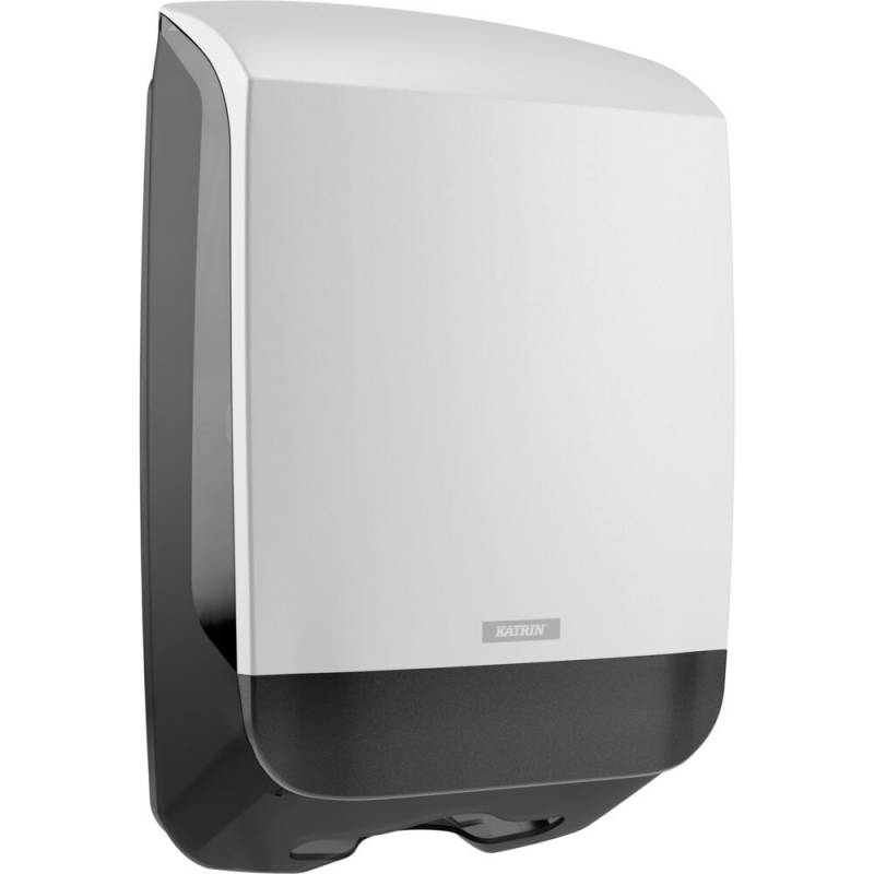 Dispenser, Katrin, Midi, 14,2x30,1x44,5cm, hvid, plast, til h&aring;ndkl&aelig;deark maks dybde 10,2 cm og maks bredde 24 cm