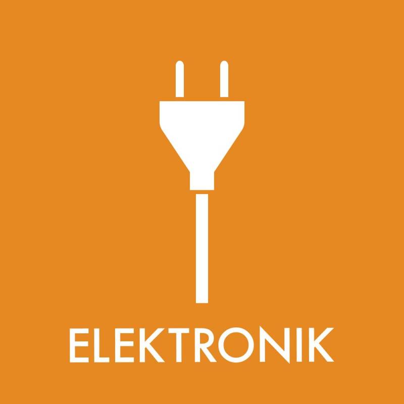 Piktogram, 12x12cm, orange, folie, til elektronik, selvkl&aelig;bende