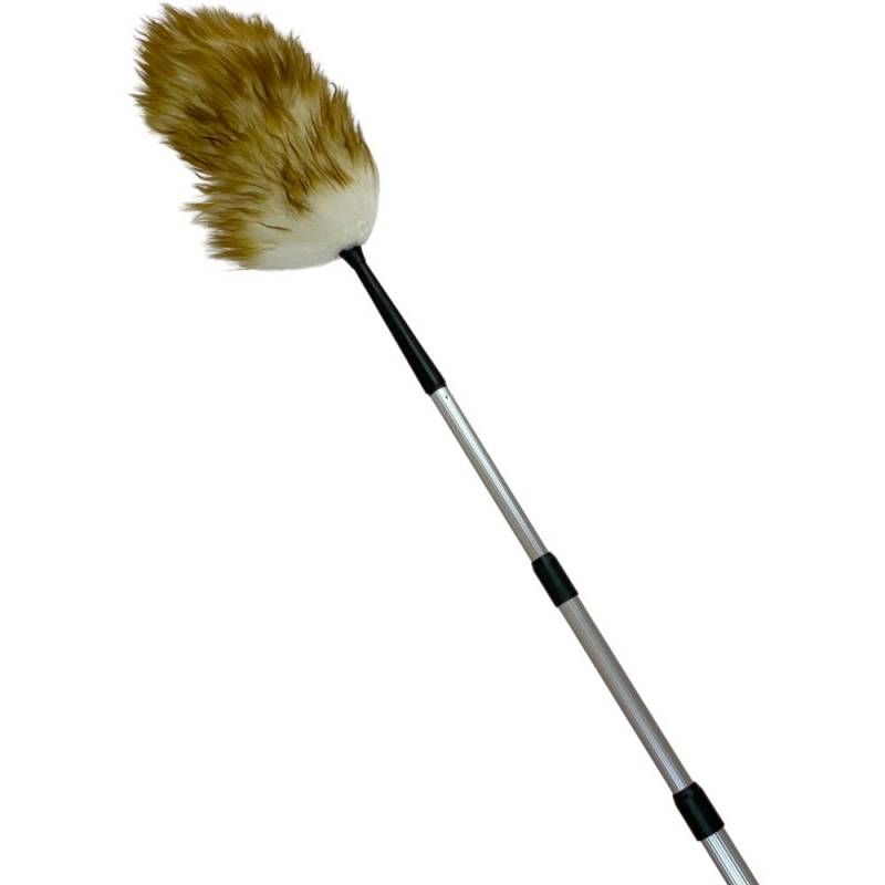 Afst&oslash;ver, brun, aluminium/uld, 100-250 cm, med langt skaft