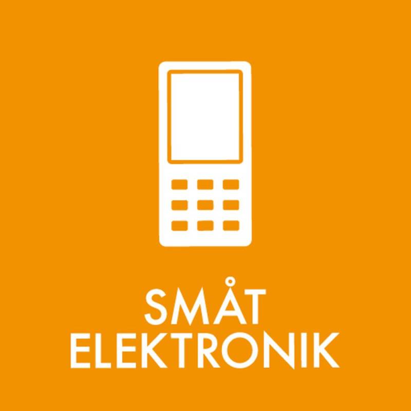 Piktogram, 18x18cm, orange, folie, til sm&aring;t elektronik, selvkl&aelig;bende