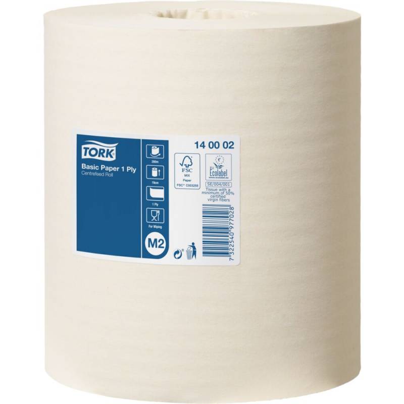 H&aring;ndkl&aelig;derulle, Tork M2 Universal, 1-lags, Midi, 280m x 19cm, &Oslash;19cm, hvid, blandingsfibre, uden hylse