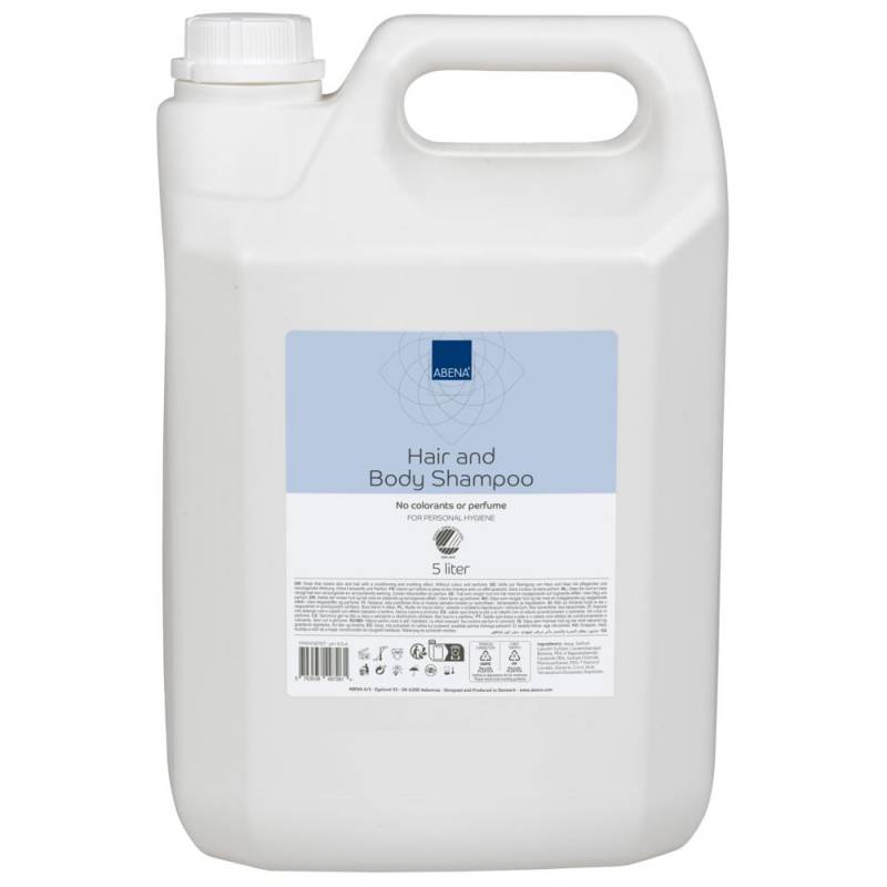 H&aring;r- og Bodyshampoo, ABENA, 5000 ml, uden farve og parfume