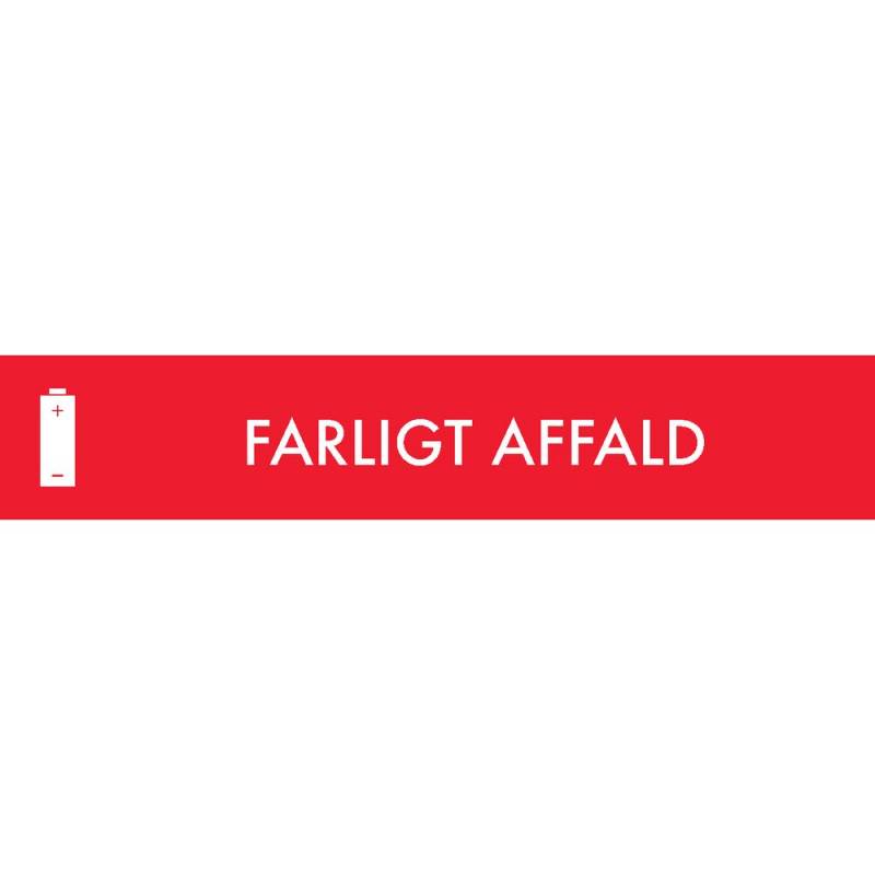 Piktogram, 3x16cm, r&oslash;d, folie, til farligt affald, selvkl&aelig;bende