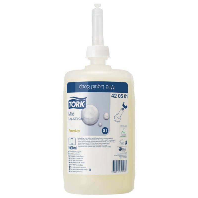 H&aring;nds&aelig;be, Tork S1 Premium, 1000 ml, med farve og parfume, flydende,1,0 ml pr. dosering
