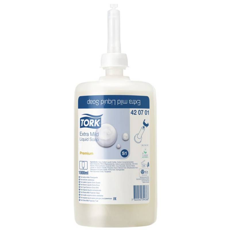 H&aring;nds&aelig;be, Tork S1 Premium, 1000 ml, uden farve og parfume, flydende,1,0 ml pr. dosering
