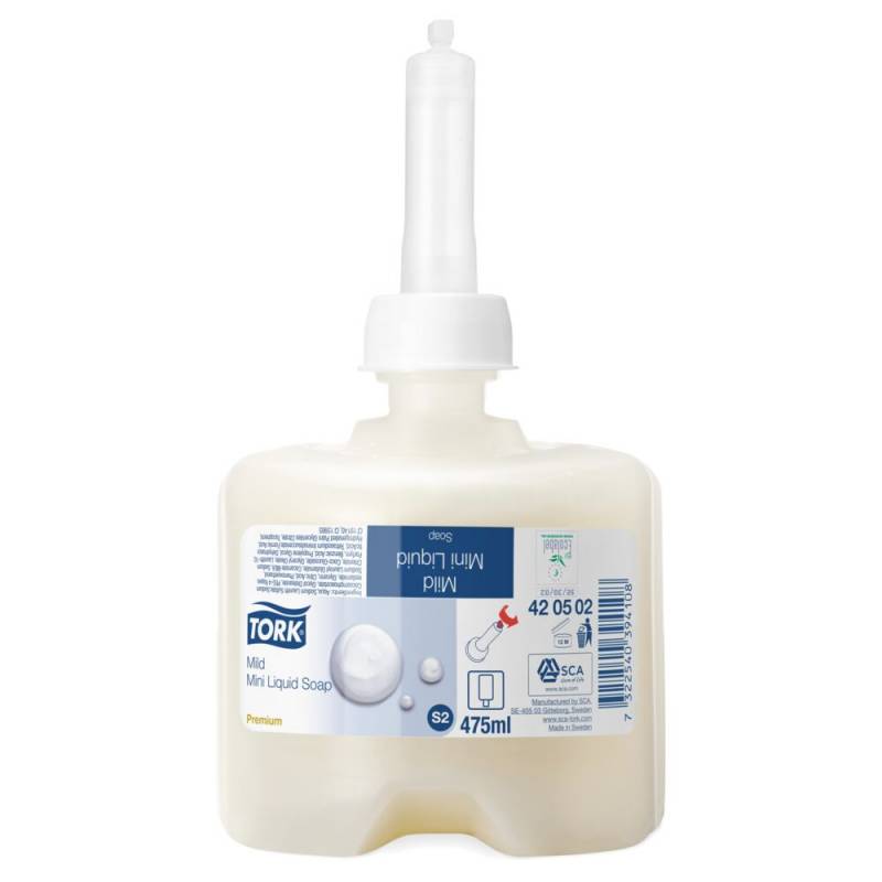 H&aring;nds&aelig;be, Tork S2 Premium, 475 ml, med farve og parfume, flydende, mini,1,0 ml pr. dosering