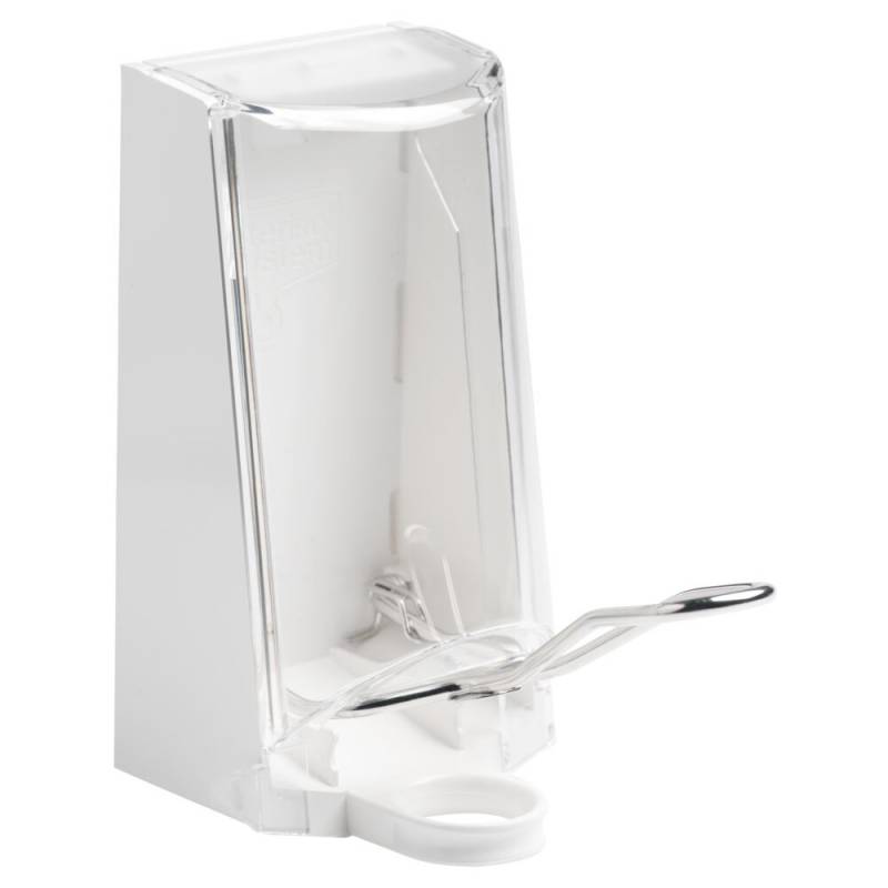 Dispenser, Sterisol, 700 ml, st&aring;l, til lukket dispenser med klar kappe, rustfri albuebetjening