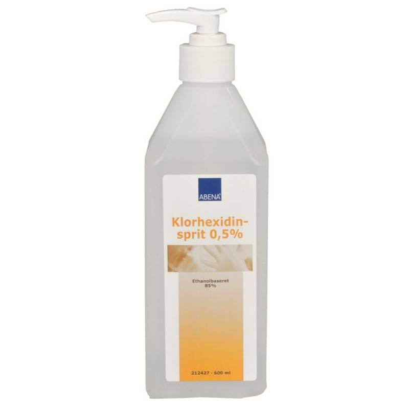 H&aring;nddesinfektion, kirurgisk, ABENA, 600 ml, 85\% ethanol, 0,5\% Clorhexidin, uden glycerin