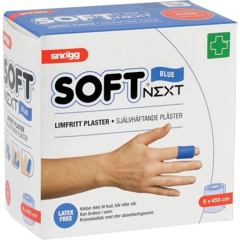 Skumforbinding, Sn&ouml;gg Soft Next, 4,5m x 6cm, bl&aring;, selvh&aelig;ftende, latexfri