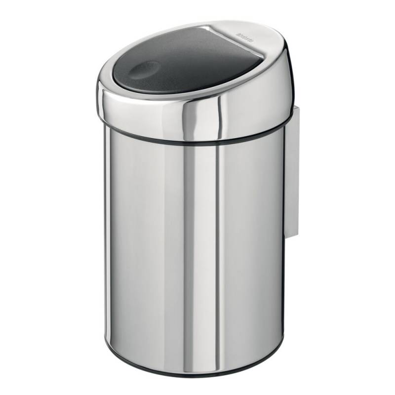 Hygiejnebeholder, Brabantia Touch bin, st&aring;l blank, rustfrit st&aring;l, 3 l, plast inderspand, soft close, forberedt til v&aelig;gmontering inkl. materiale til montering